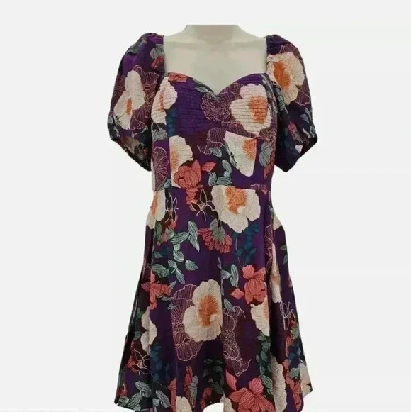 Band of the Free NWT MINI DRESS iimee purple smoked flowy"s - Picture 2 of 14